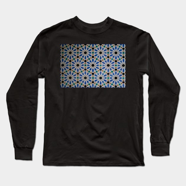 Seville Islamic tile pattern 5 Long Sleeve T-Shirt by LieveOudejans